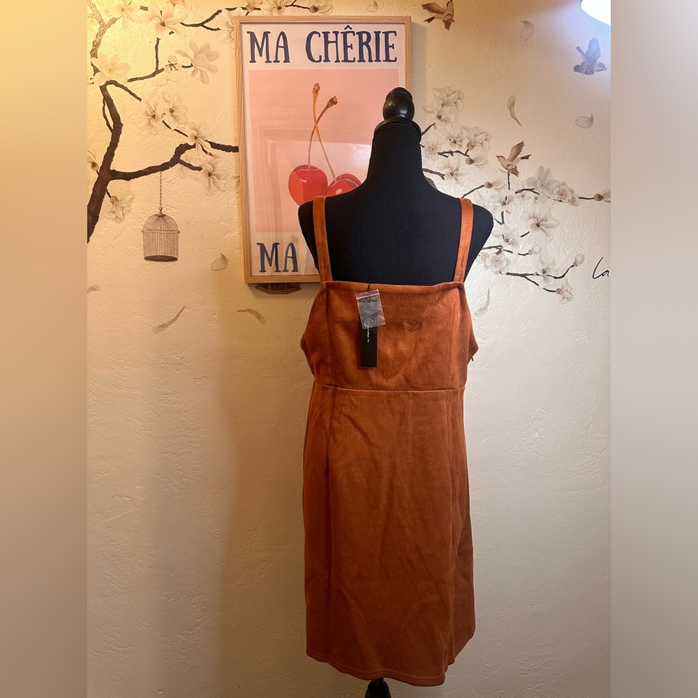 Faux Suede Brown Dress with real pockets - Picture 2 of 2